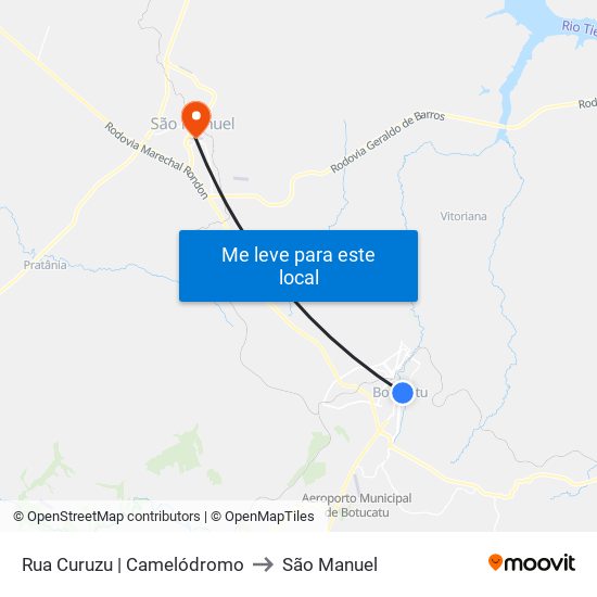 Rua Curuzu | Camelódromo to São Manuel map