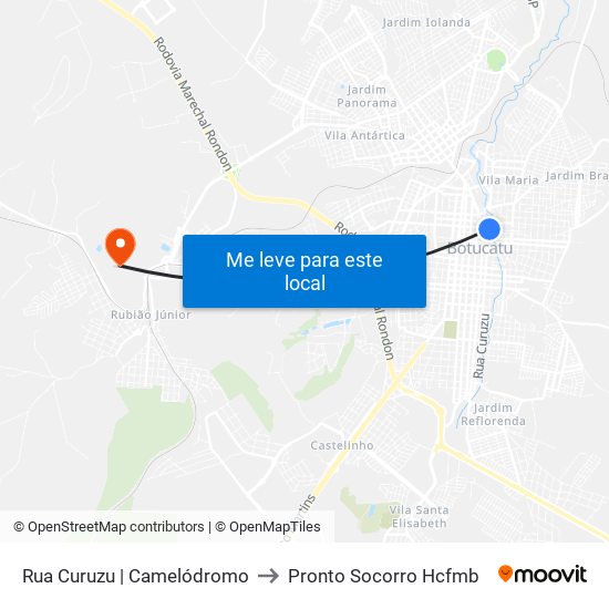 Rua Curuzu | Camelódromo to Pronto Socorro Hcfmb map