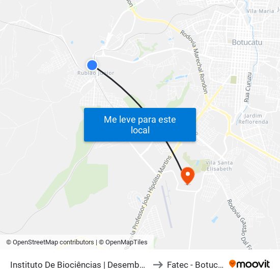 Instituto De Biociências | Desembarque to Fatec - Botucatu map