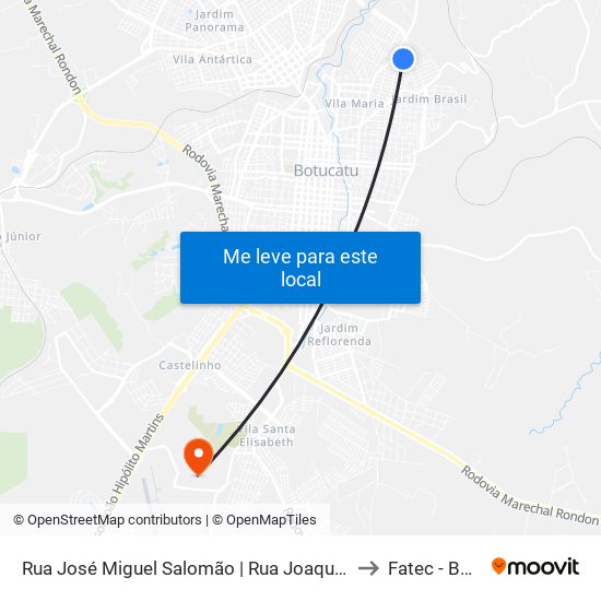 Rua José Miguel Salomão | Rua Joaquim De Oliveira Leite to Fatec - Botucatu map