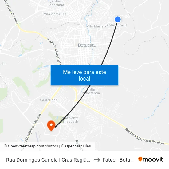 Rua Domingos Cariola | Cras Região Leste to Fatec - Botucatu map