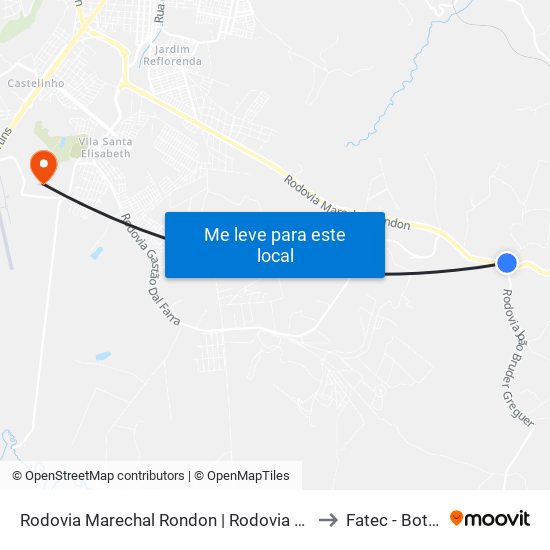 Rodovia Marechal Rondon | Rodovia João Greguer to Fatec - Botucatu map