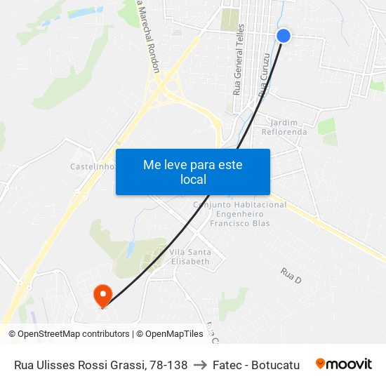 Rua Ulisses Rossi Grassi, 78-138 to Fatec - Botucatu map