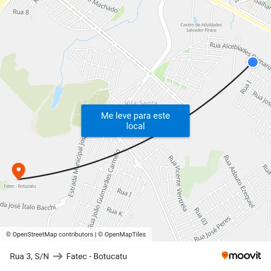 Rua 3, S/N to Fatec - Botucatu map