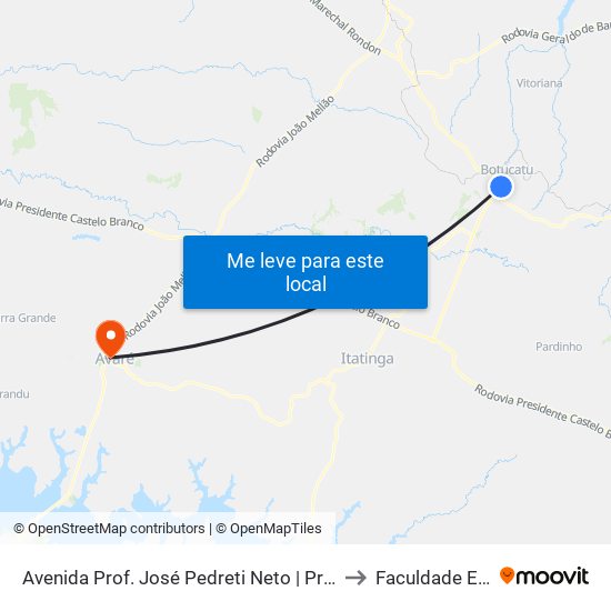 Avenida Prof. José Pedreti Neto | Praça João Rodrigo Souza Aranha to Faculdade Eduvale Avaré map