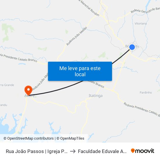 Rua João Passos | Igreja Preta to Faculdade Eduvale Avaré map