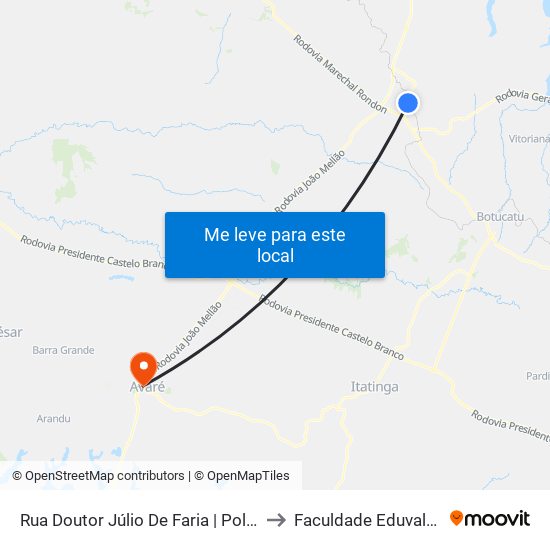 Rua Doutor Júlio De Faria | Polícia Militar to Faculdade Eduvale Avaré map