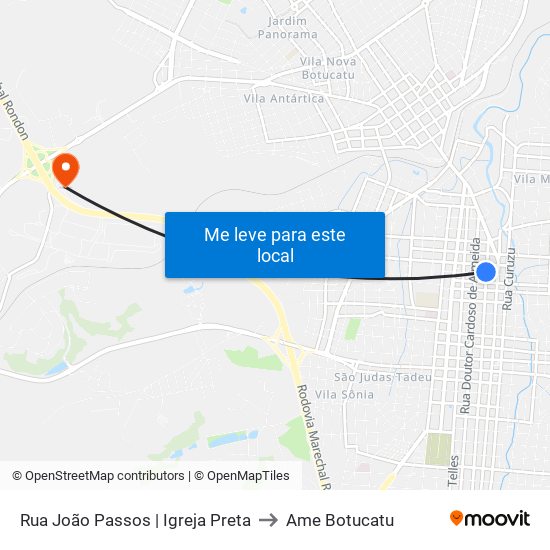 Rua João Passos | Igreja Preta to Ame Botucatu map