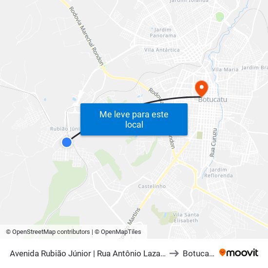 Avenida Rubião Júnior | Rua Antônio Lazarini to Botucatu map