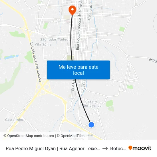 Rua Pedro Miguel Oyan | Rua Agenor Teixeira De Melo to Botucatu map