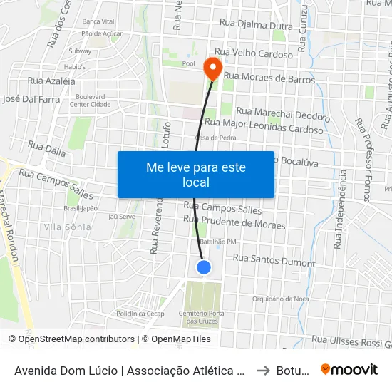 Avenida Dom Lúcio | Associação Atlética Botucatuense to Botucatu map