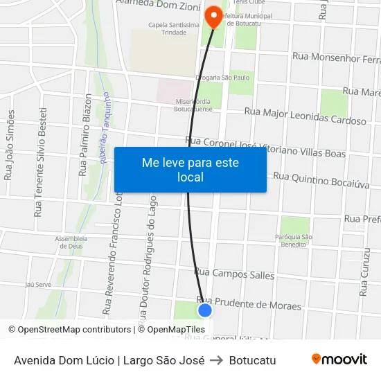 Avenida Dom Lúcio | Largo São José to Botucatu map