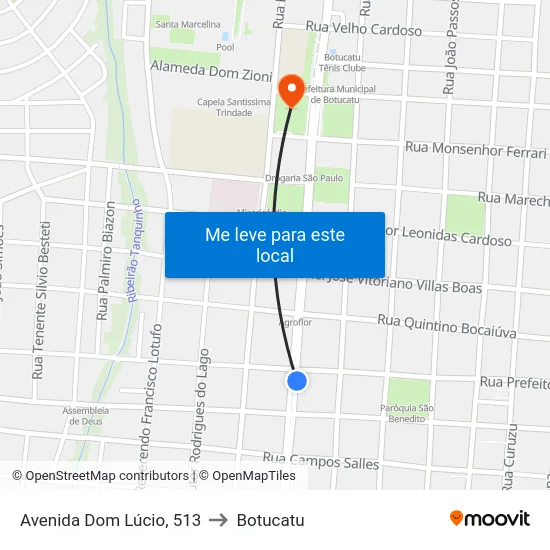 Avenida Dom Lúcio, 513 to Botucatu map