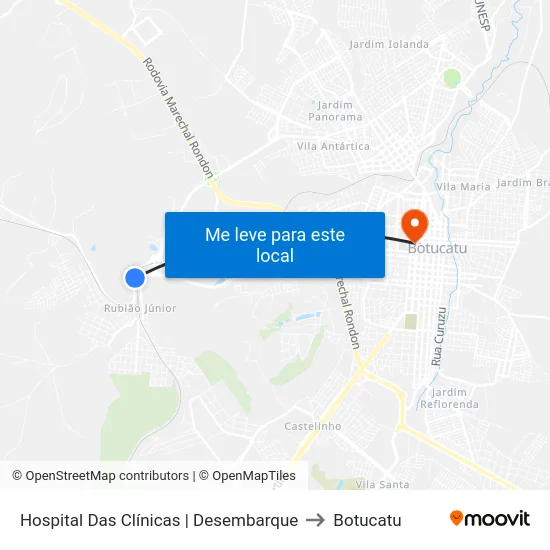 Hospital Das Clínicas | Desembarque to Botucatu map
