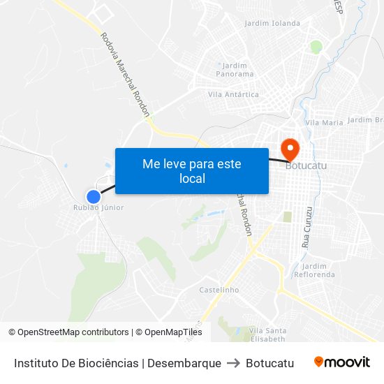 Instituto De Biociências | Desembarque to Botucatu map