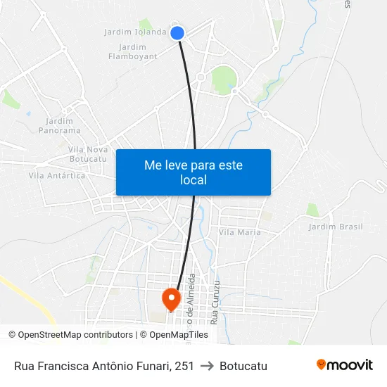 Rua Francisca Antônio Funari, 251 to Botucatu map