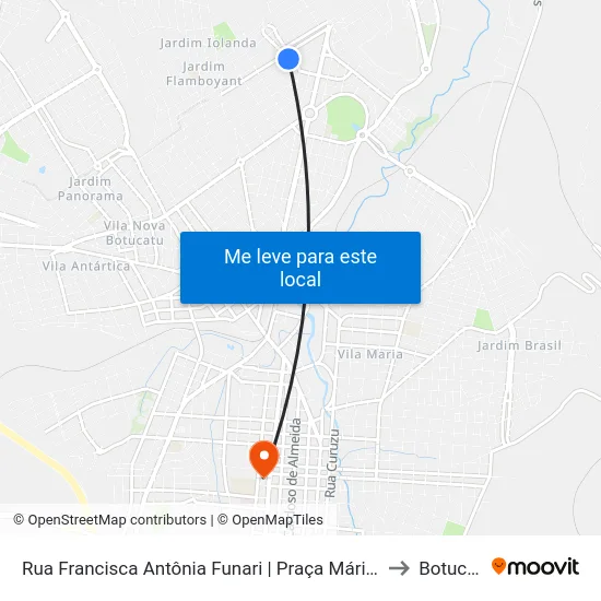 Rua Francisca Antônia Funari | Praça Mário Bicudo to Botucatu map