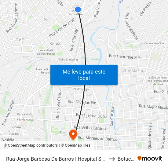 Rua Jorge Barbosa De Barros | Hospital Sorocabana to Botucatu map