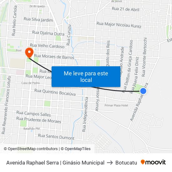 Avenida Raphael Serra | Ginásio Municipal to Botucatu map