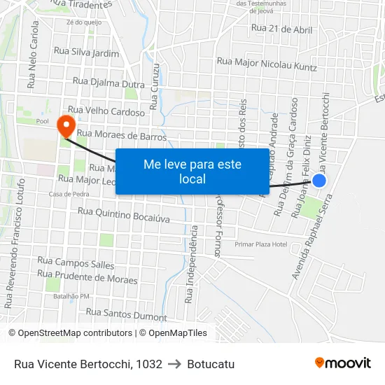 Rua Vicente Bertocchi, 1032 to Botucatu map