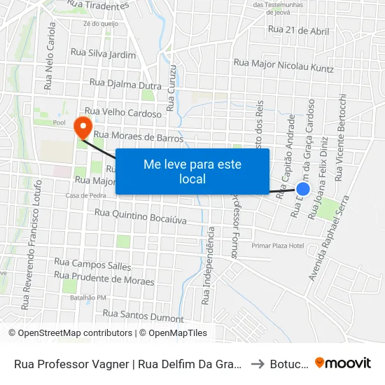 Rua Professor Vagner | Rua Delfim Da Graça Cardoso to Botucatu map