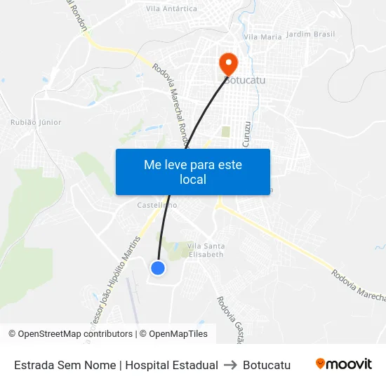Estrada Sem Nome | Hospital Estadual to Botucatu map