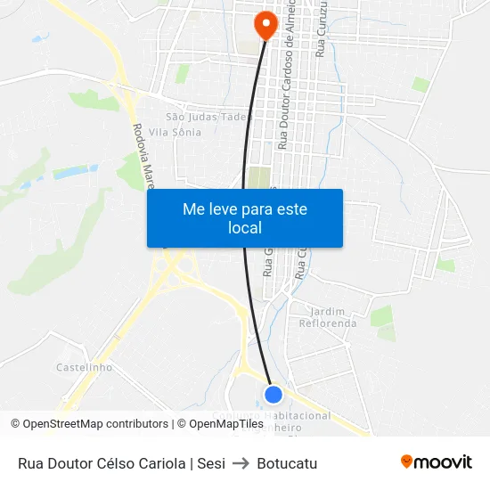 Rua Doutor Célso Cariola | Sesi to Botucatu map