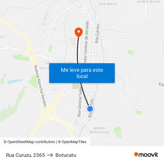 Rua Curuzu, 2365 to Botucatu map