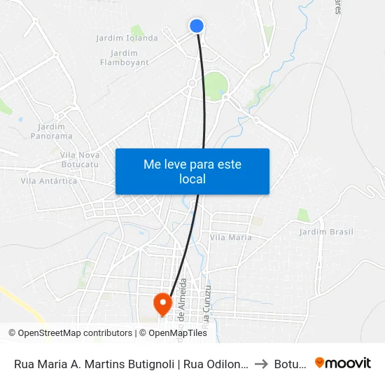 Rua Maria A. Martins Butignoli | Rua Odilon Prado Cassettari to Botucatu map