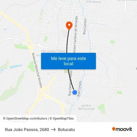 Rua João Passos, 2680 to Botucatu map
