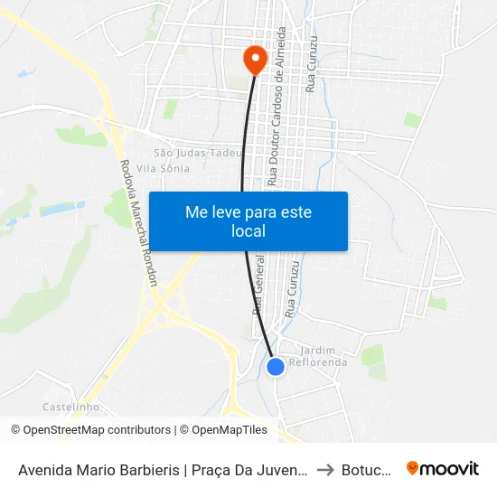 Avenida Mario Barbieris | Praça Da Juventude to Botucatu map