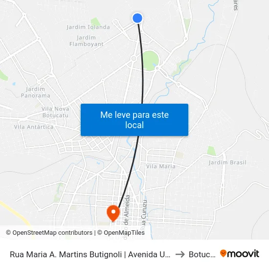 Rua Maria A. Martins Butignoli | Avenida Universitária to Botucatu map
