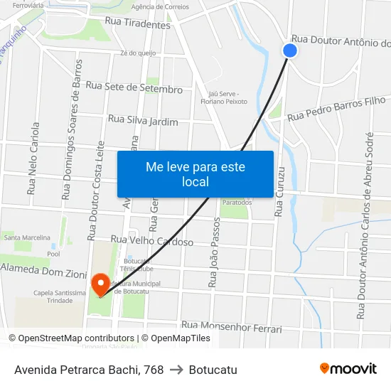 Avenida Petrarca Bachi, 768 to Botucatu map