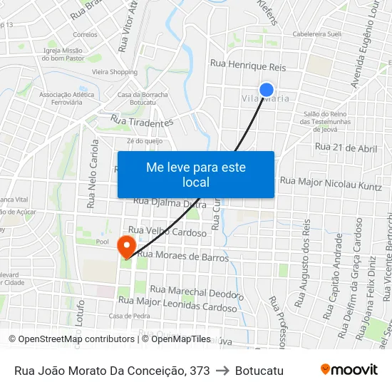 Rua João Morato Da Conceição, 373 to Botucatu map
