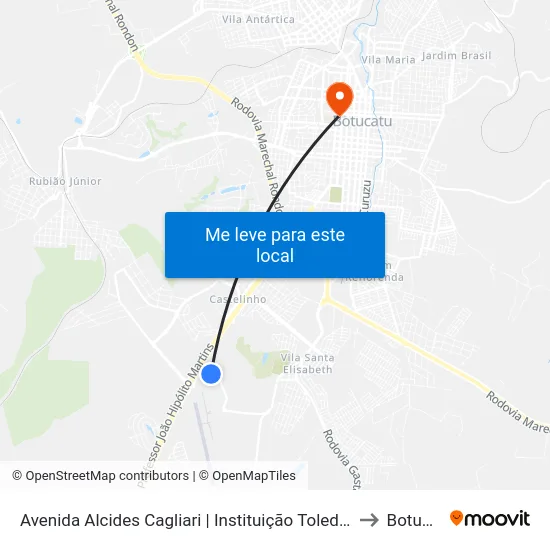 Avenida Alcides Cagliari | Instituição Toledo De Ensino to Botucatu map