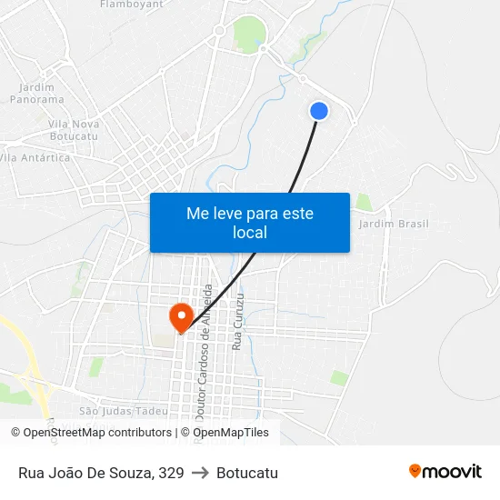 Rua João De Souza, 329 to Botucatu map