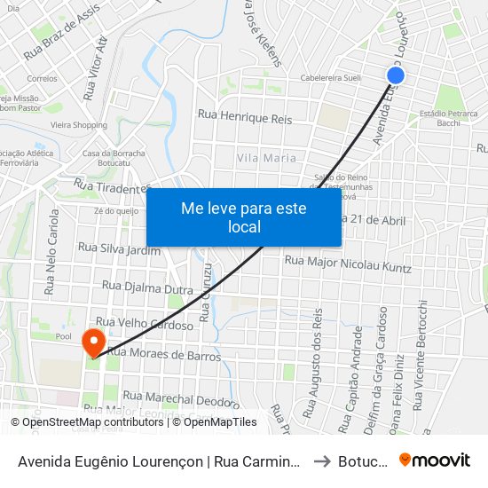 Avenida Eugênio Lourençon | Rua Carmino Tadeu to Botucatu map