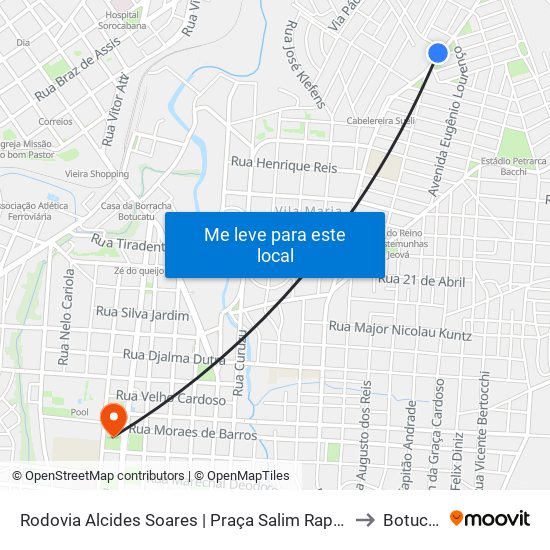 Rodovia Alcides Soares | Praça Salim Raphael Ahud to Botucatu map