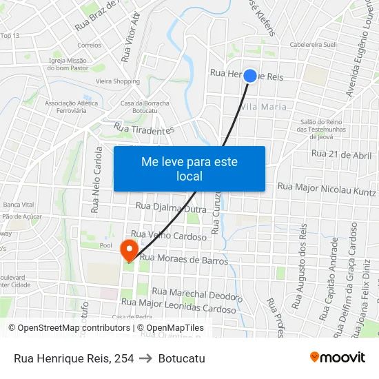 Rua Henrique Reis, 254 to Botucatu map