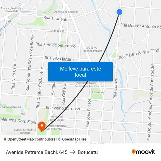 Avenida Petrarca Bachi, 645 to Botucatu map
