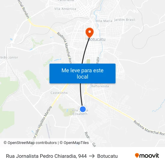 Rua Jornalista Pedro Chiaradia, 944 to Botucatu map