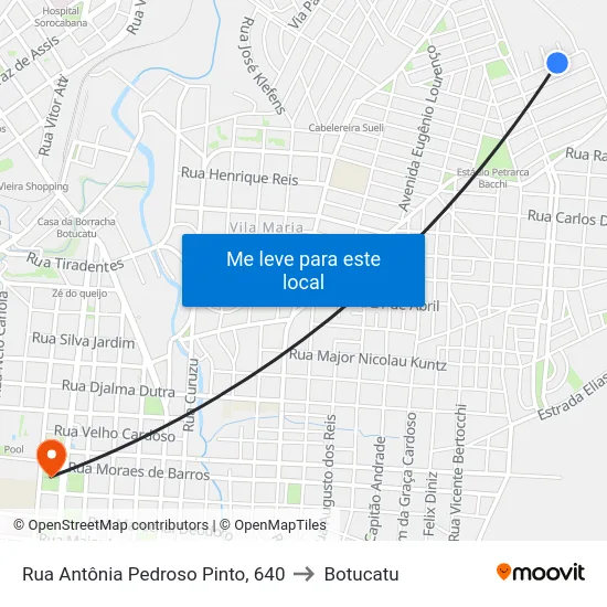 Rua Antônia Pedroso Pinto, 640 to Botucatu map