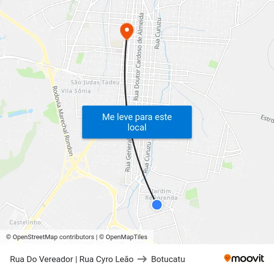 Rua Do Vereador | Rua Cyro Leão to Botucatu map