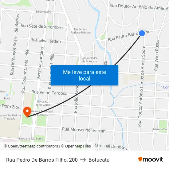 Rua Pedro De Barros Filho, 200 to Botucatu map