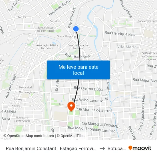 Rua Benjamin Constant | Estação Ferroviária to Botucatu map