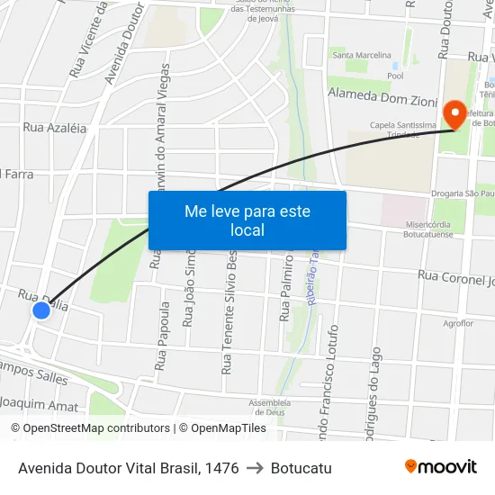 Avenida Doutor Vital Brasil, 1476 to Botucatu map