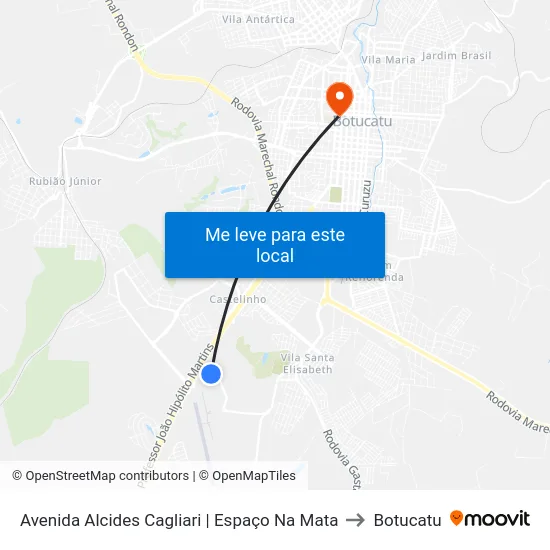 Avenida Alcides Cagliari | Espaço Na Mata to Botucatu map