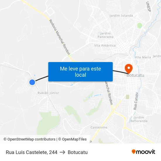 Rua Luís Castelete, 244 to Botucatu map