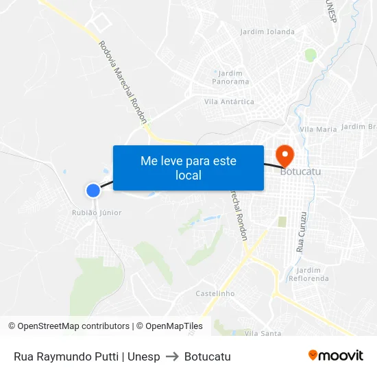 Rua Raymundo Putti | Unesp to Botucatu map