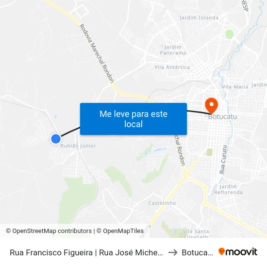 Rua Francisco Figueira | Rua José Michelin to Botucatu map